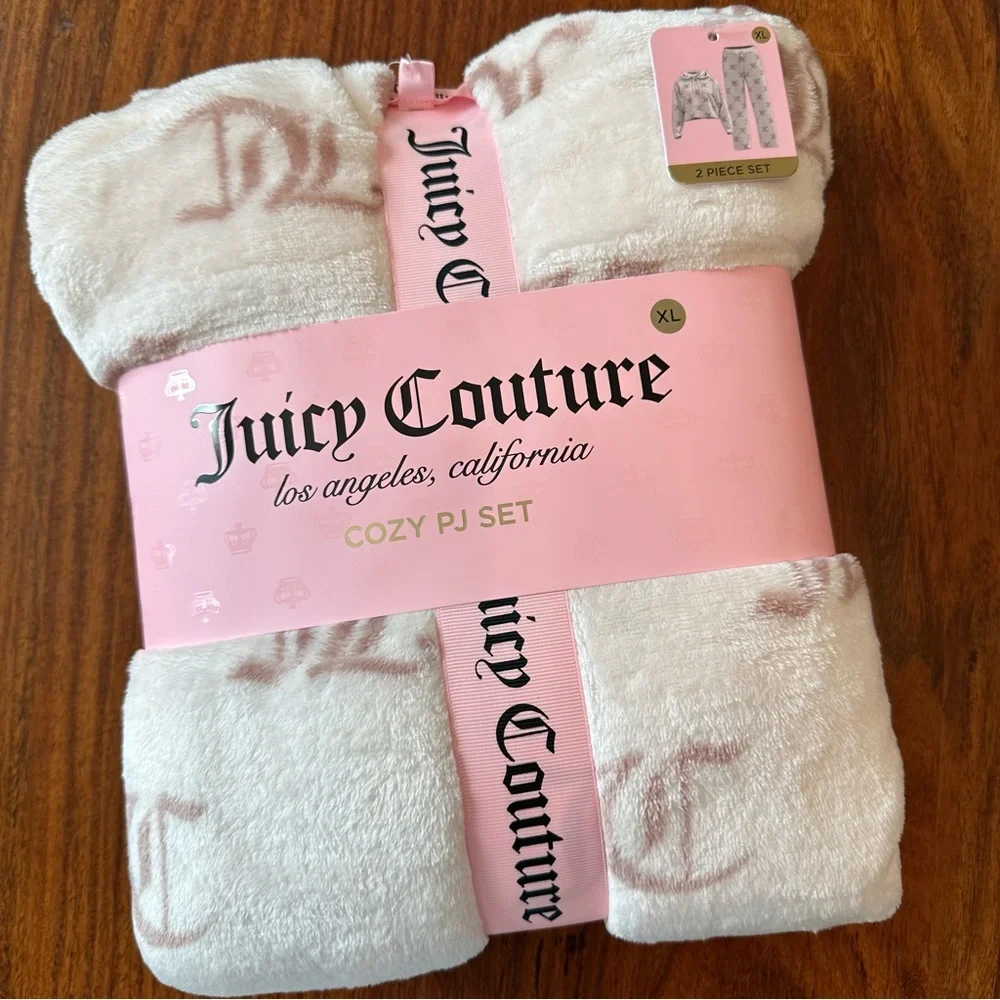 JUICY COUTURE LOGO FLEECE COZY PJ SET NWT - Picture 1 of 5